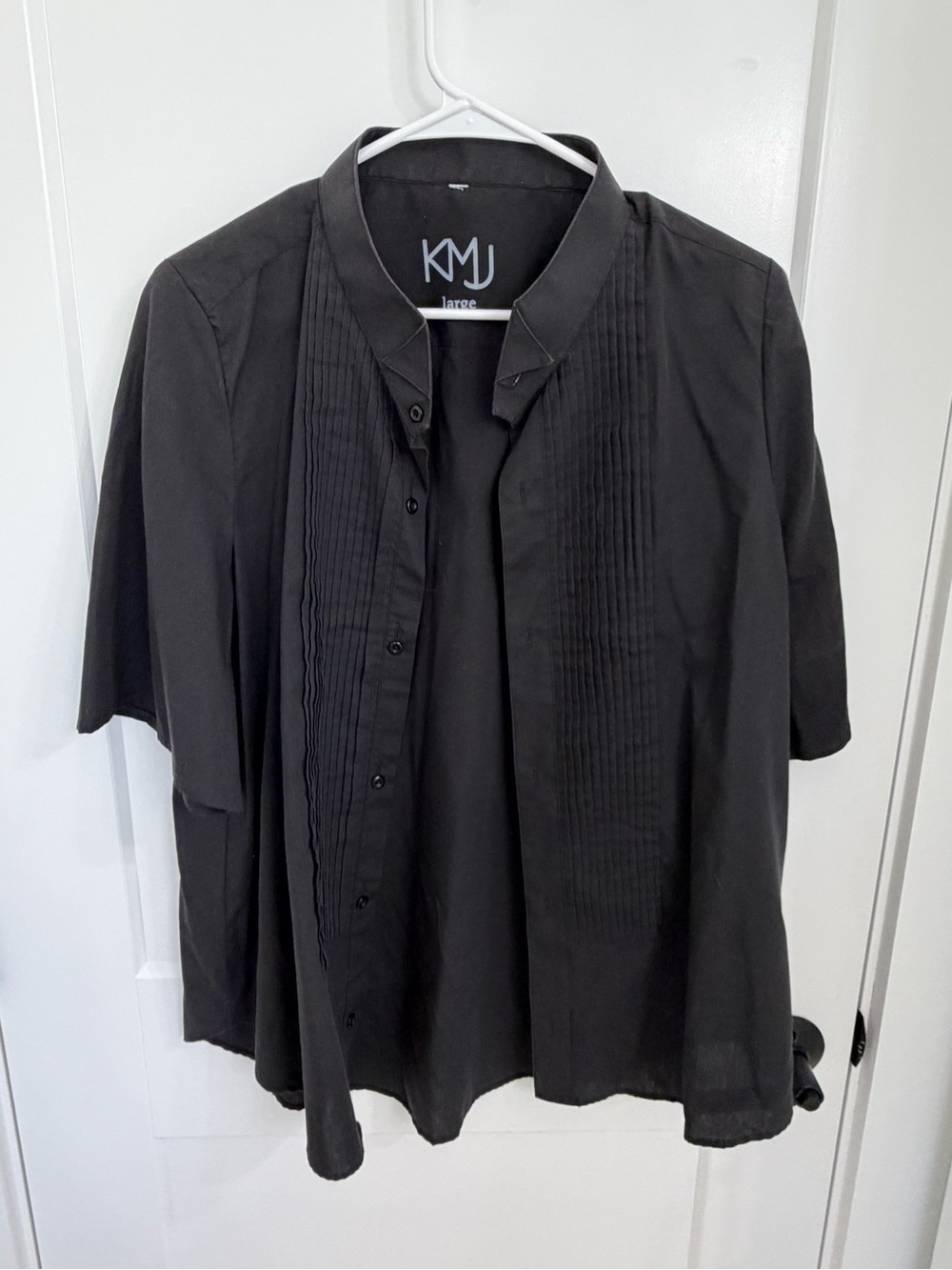 KMJ Black Pintuck Button-Down Shirt - Women's
